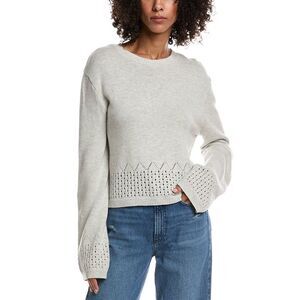 Luxe Always Womens  Pointelle Sweater, White